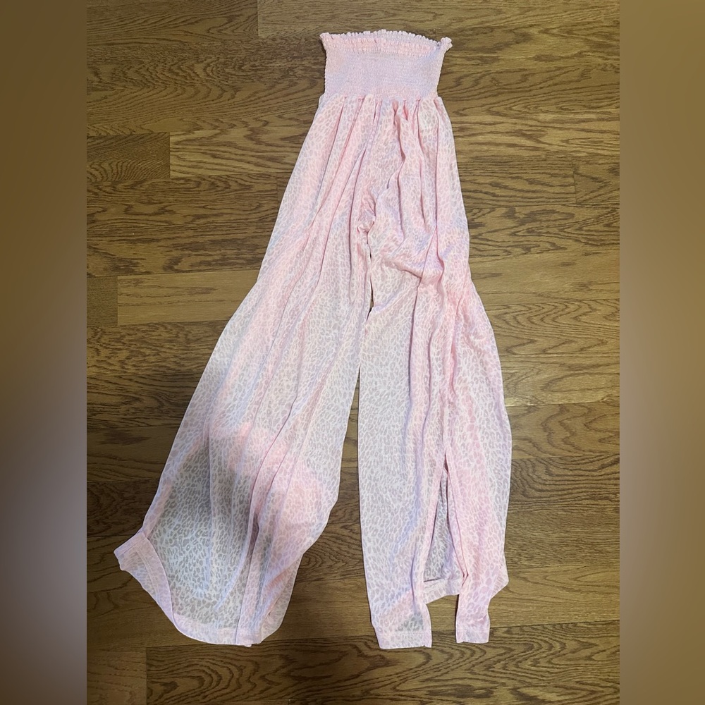 Pink cheetah cover up pants